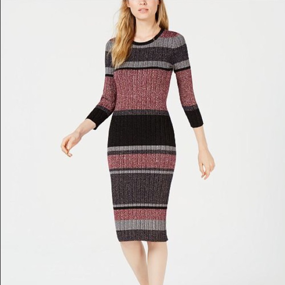 Metalliac sweater dress